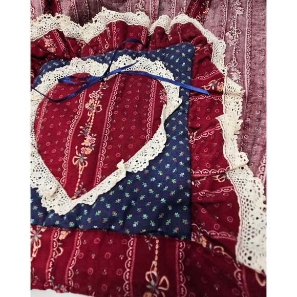 THE TAILOR MAID WHIDBEY ISLAND HANDMADE MAROON DITZY FLORAL APRON KITCHEN OS - Picture 7 of 11